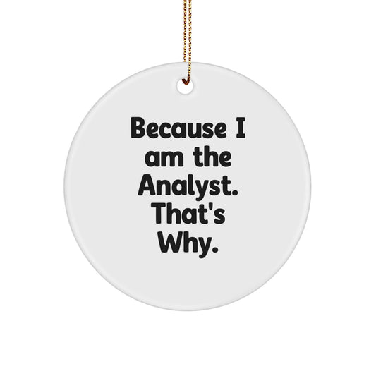 Funny Analyst Gifts for Men, Women, Friends - Circle Ornament, 'Because I Am The Analyst, That's Why.', Unique Christmas Decorations - The Buy Boom