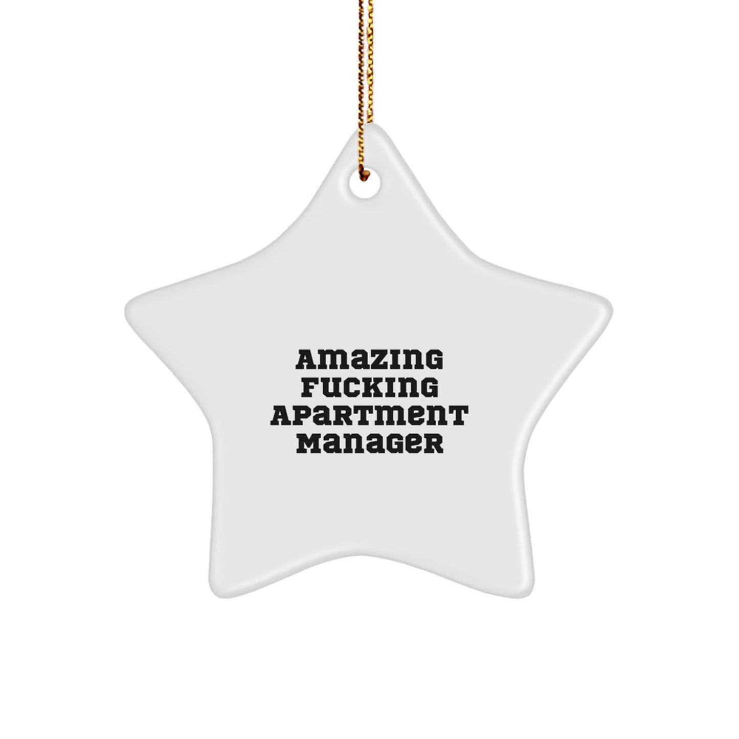 Funny Apartment Manager Gifts, 'Amazing F - king Apartment Manager' Star Ornament, White, 3.25'' Tall, Christmas Unique Gifts from Friends to Apartment Managers - The Buy Boom