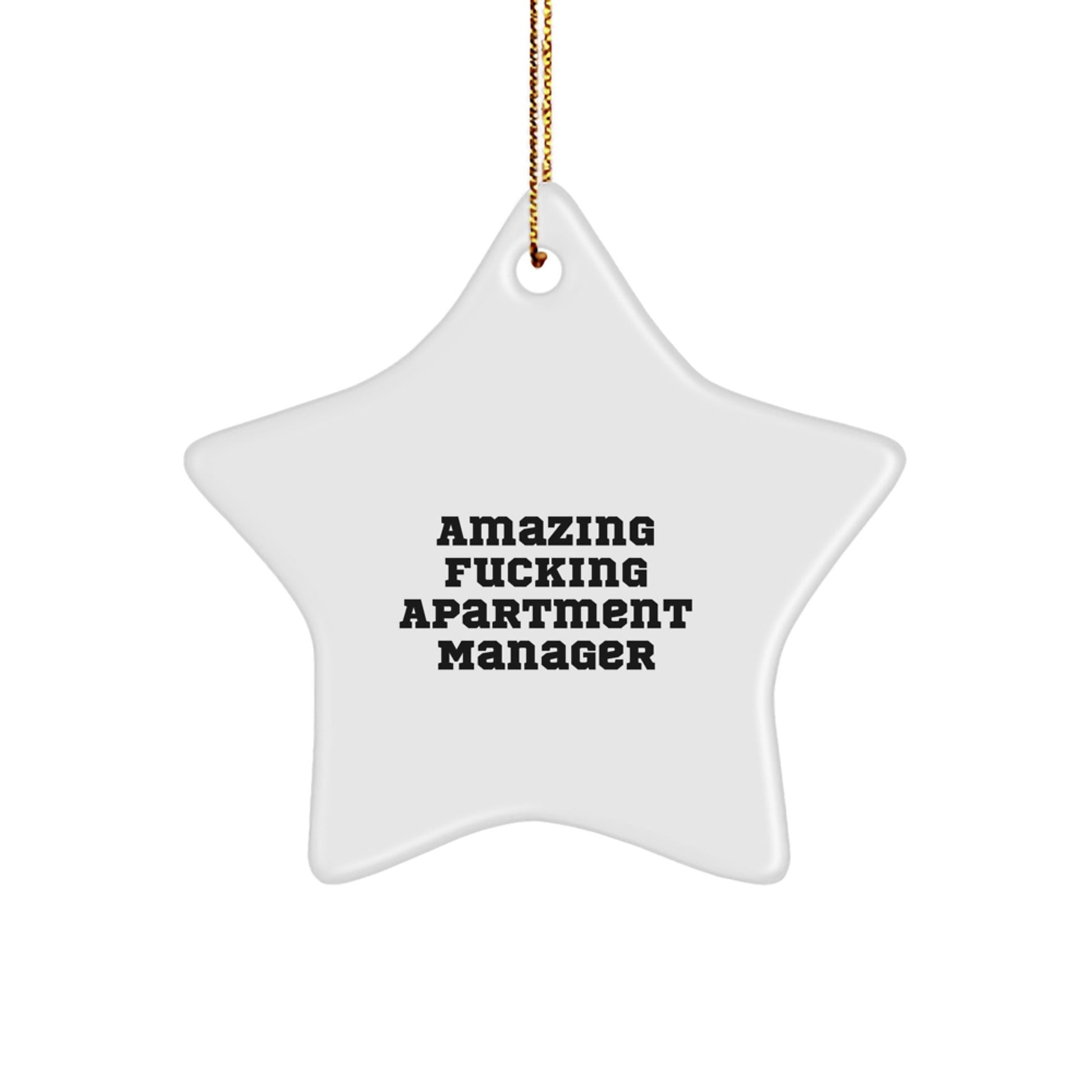 Funny Apartment Manager Gifts, 'Amazing F - king Apartment Manager' Star Ornament, White, 3.25'' Tall, Christmas Unique Gifts from Friends to Apartment Managers - The Buy Boom