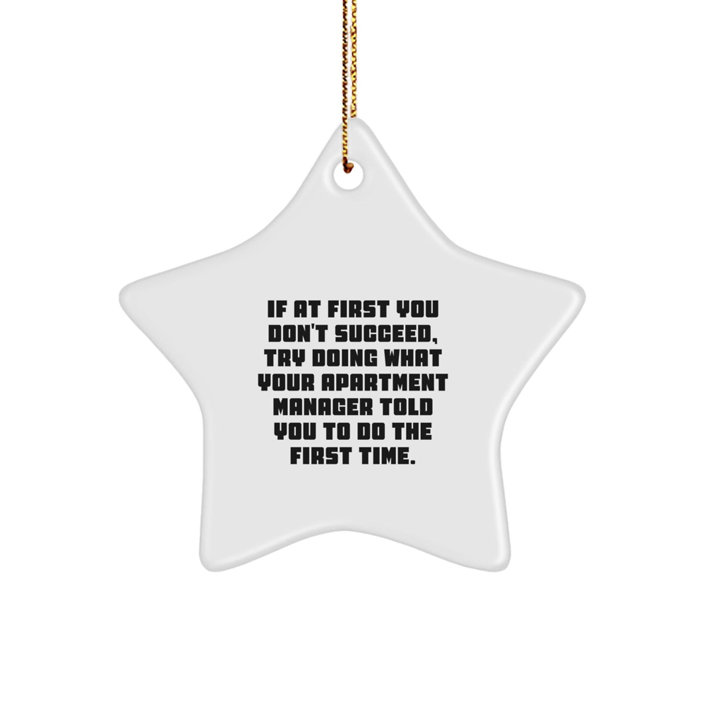 Funny Apartment Manager Gifts, Christmas Unique Gifts for Apartment Manager, Funny Star Ornament with Quote If At First You Don't Succeed, Gifts from Men to Family, Christmas Decorations - The Buy Boom