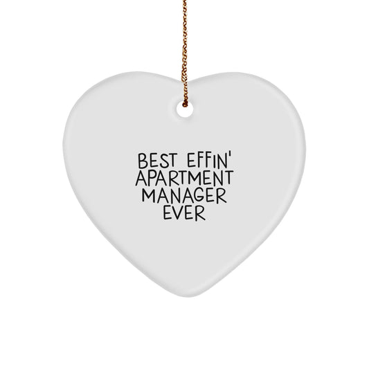 Funny Apartment Manager Gifts for Men - Best Effin' Heart Ornament, White, Christmas Unique Gifts from Friends - The Buy Boom