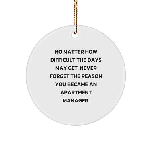 Funny Apartment Manager Gifts for Men - Inspirational Quote Circle Ornament, Gifts from Friends to Family Members at Christmas - The Buy Boom