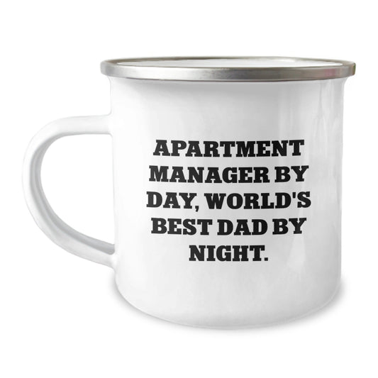 Funny Apartment Manager Gifts from Family, Gifts for Apartment Managers Graduating to Camping Mugs, Quote: Apartment Manager By Day, World's Best Dad By Night - The Buy Boom