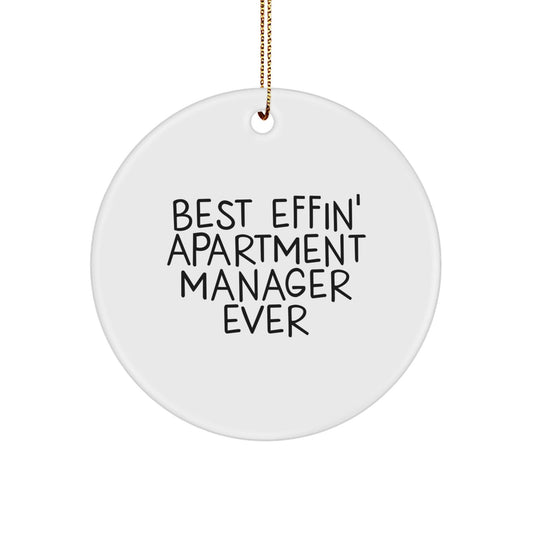 Funny Apartment Manager Gifts from Friends, Best Effin' Apartment Manager Ever Christmas Unique Circle Ornament, Perfect for Men, Women, Coworkers or Family Members - The Buy Boom