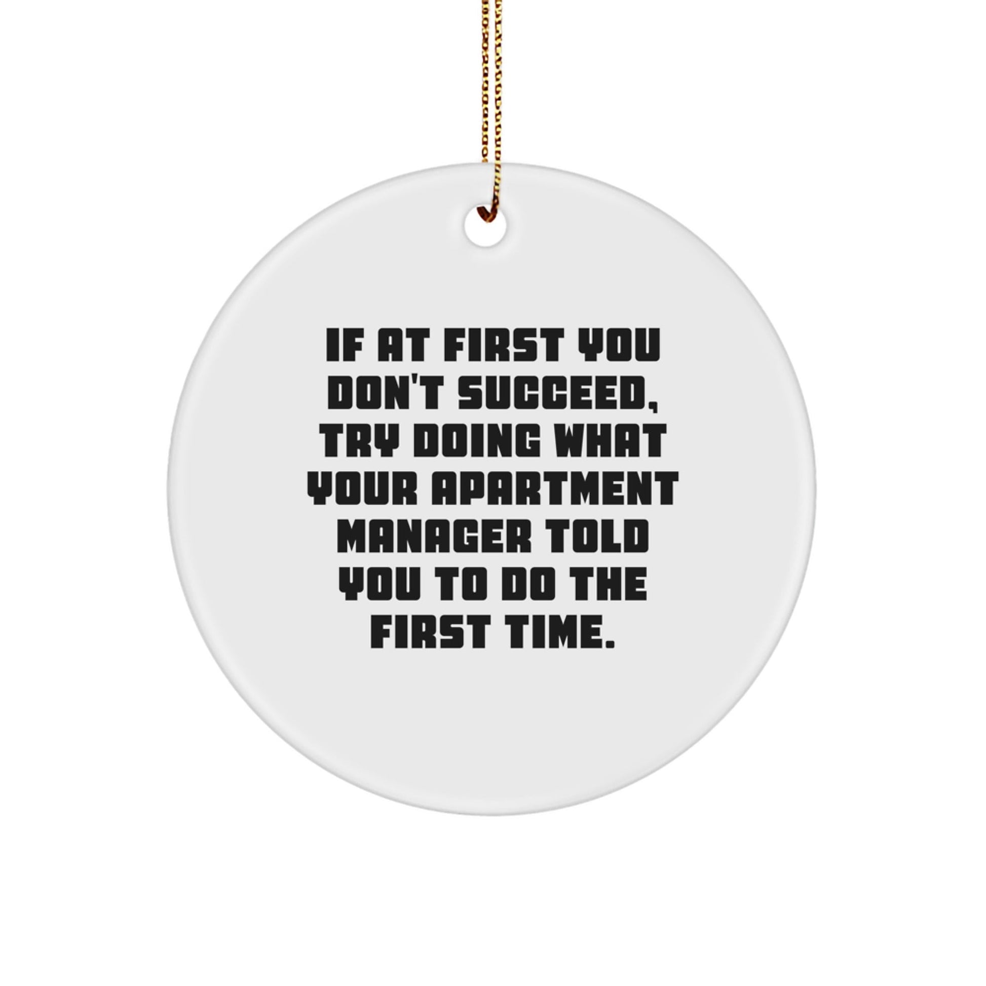 Funny Apartment Manager Gifts from Friends, Christmas Unique Circle Ornaments for Apartment Manager, If At First You Don't Succeed Try Doing What Your Apartment Manager Told You To Do The First Time. - The Buy Boom