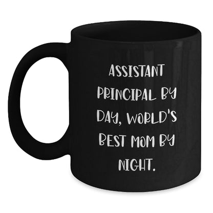 Funny Assistant Principal Gifts, Assistant Principal By Day, World's Best Mom By Night. - Black Coffee Mug for Birthday, Gifts from Family to Assistant Principal - The Buy Boom