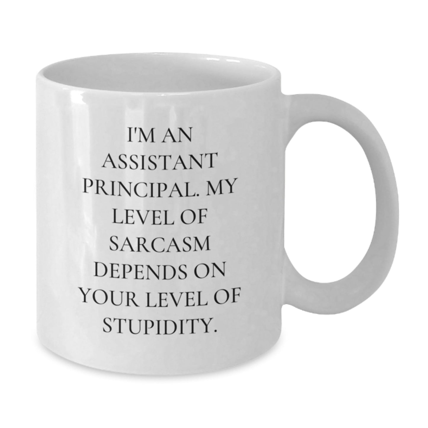 Funny Assistant Principal Gifts for Men - White Coffee Mug, I'm An Assistant Principal. My Level Of Sarcasm Depends On Your Level Of Stupidity. - Gifts from Men to Assistant Principal for Christmas - The Buy Boom