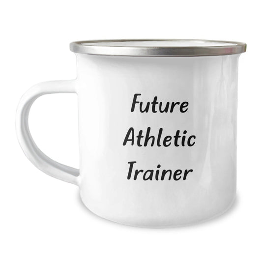 Funny Athletic Trainer Gifts for Him or Her, Birthday Unique Gifts from Friends or Family, 'Future Athletic Trainer' Quote on Camping Mug, 12 oz Stainless Steel with Enamel Finish - The Buy Boom