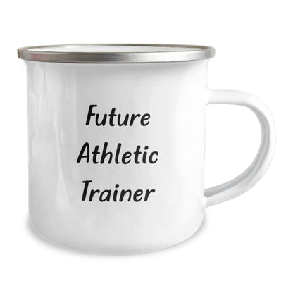 Funny Athletic Trainer Gifts for Him or Her, Birthday Unique Gifts from Friends or Family, 'Future Athletic Trainer' Quote on Camping Mug, 12 oz Stainless Steel with Enamel Finish - The Buy Boom