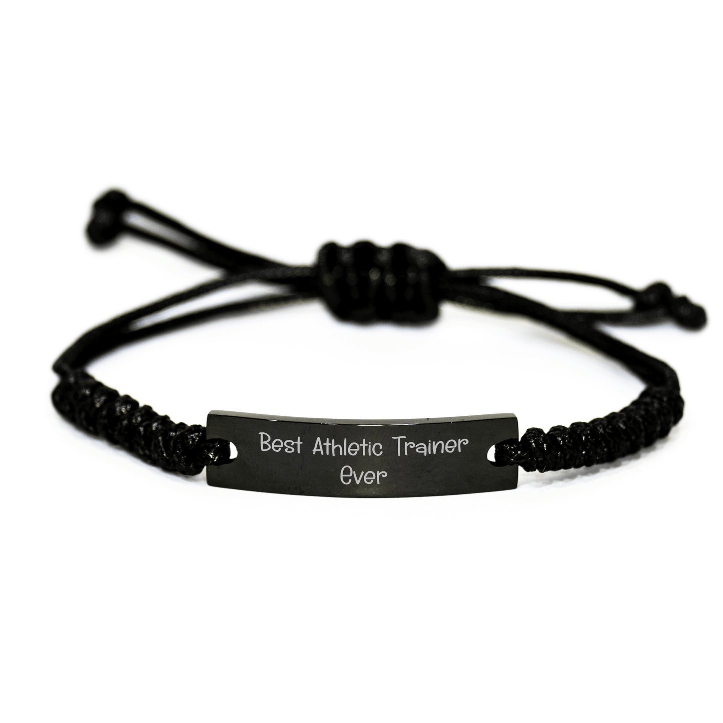 Funny Athletic Trainer Gifts for Men, Best Ever Rope Bracelet with Engraved Quote, Adjustable Black Stainless Steel, Gifts from Friends, 'Best Athletic Trainer Ever' - The Buy Boom
