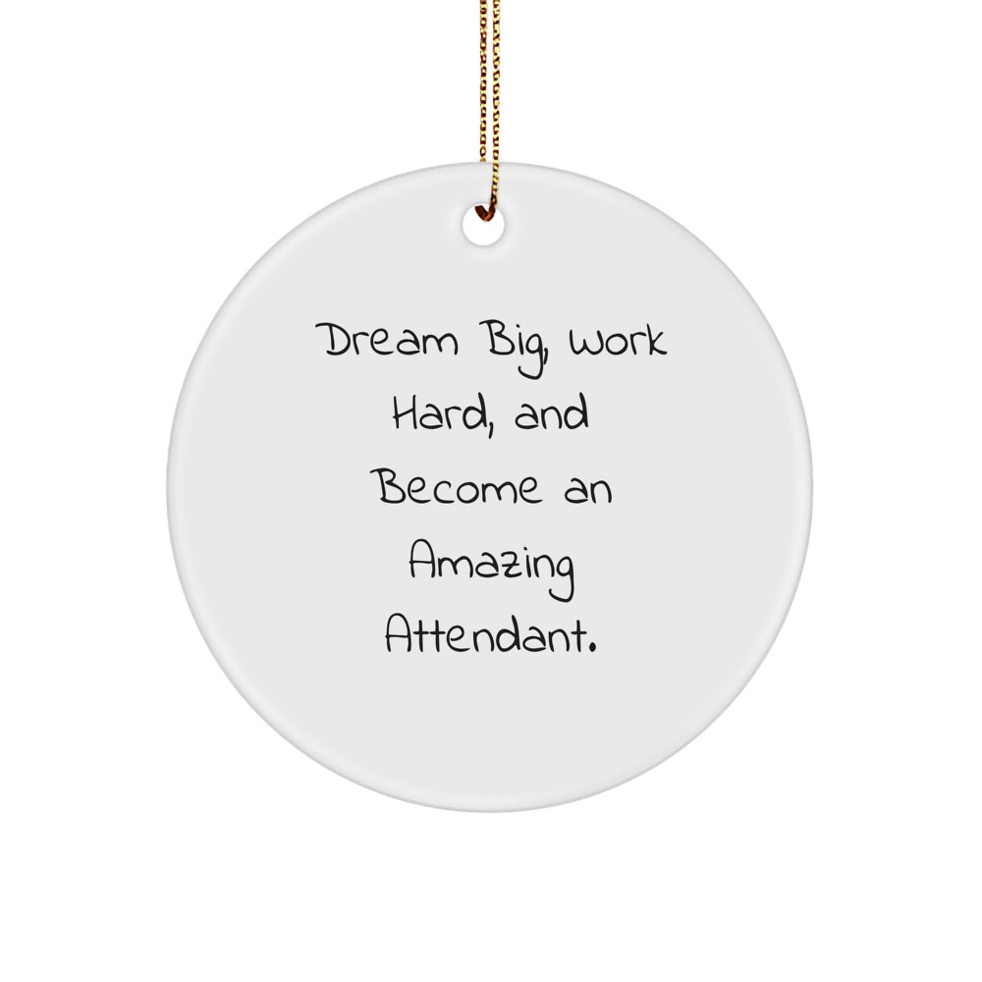 Funny Attendant Christmas Unique Gifts for Men, Women, Friends, Coworkers, Family from 'Dream Big, Work Hard, And Become An Amazing Attendant.' Circle Ornament - The Buy Boom