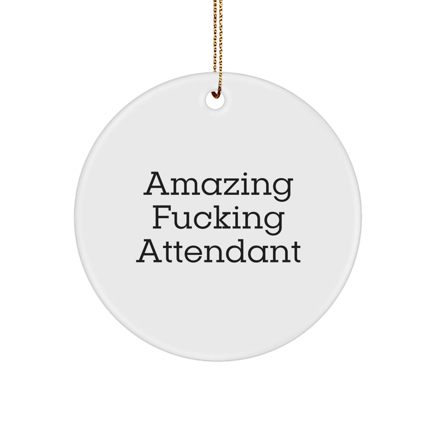 Funny Attendant Gifts from Men for Attendant - Circle Ornament with Amazing F - king Attendant Quote, Christmas Unique Gifts - The Buy Boom