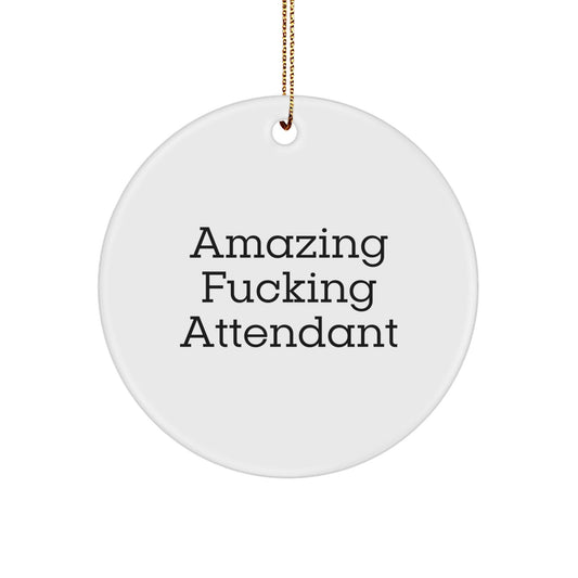 Funny Attendant Gifts from Men for Attendant - Circle Ornament with Amazing F - king Attendant Quote, Christmas Unique Gifts - The Buy Boom