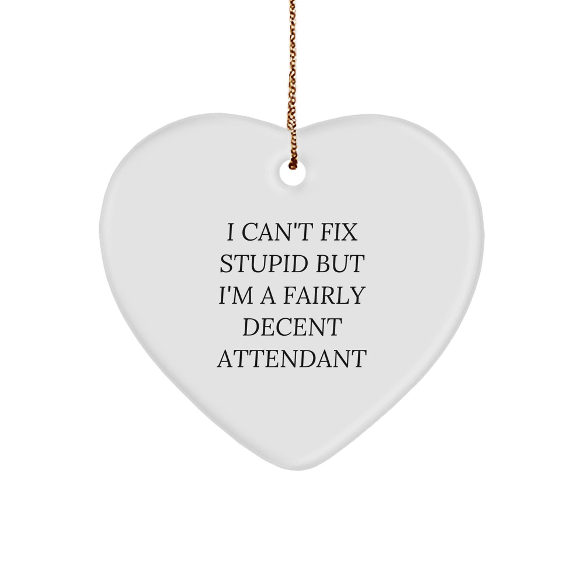 Funny Attendant Gifts from Men for Attendants, Heart Ornament I Can't Fix Stupid But I'm A Fairly Decent Attendant, Christmas Unique Gifts - The Buy Boom