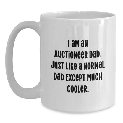 Funny Auctioneer Dad Gift for Men, White Coffee Mug for Graduation, Gifts from Men to Auctioneer, Unique Gifts for Auctioneer in White - The Buy Boom