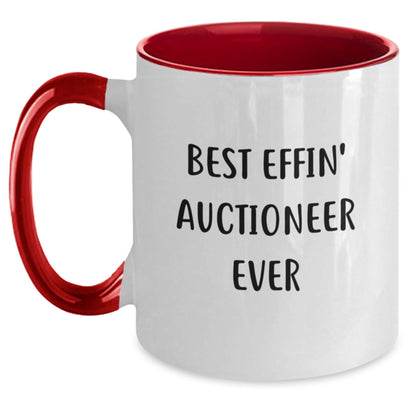 Funny Auctioneer Gifts - Best Effin' Auctioneer Ever Two Tone Coffee Mug, Inspirational Graduation Gift from Friends to Auctioneer - The Buy Boom