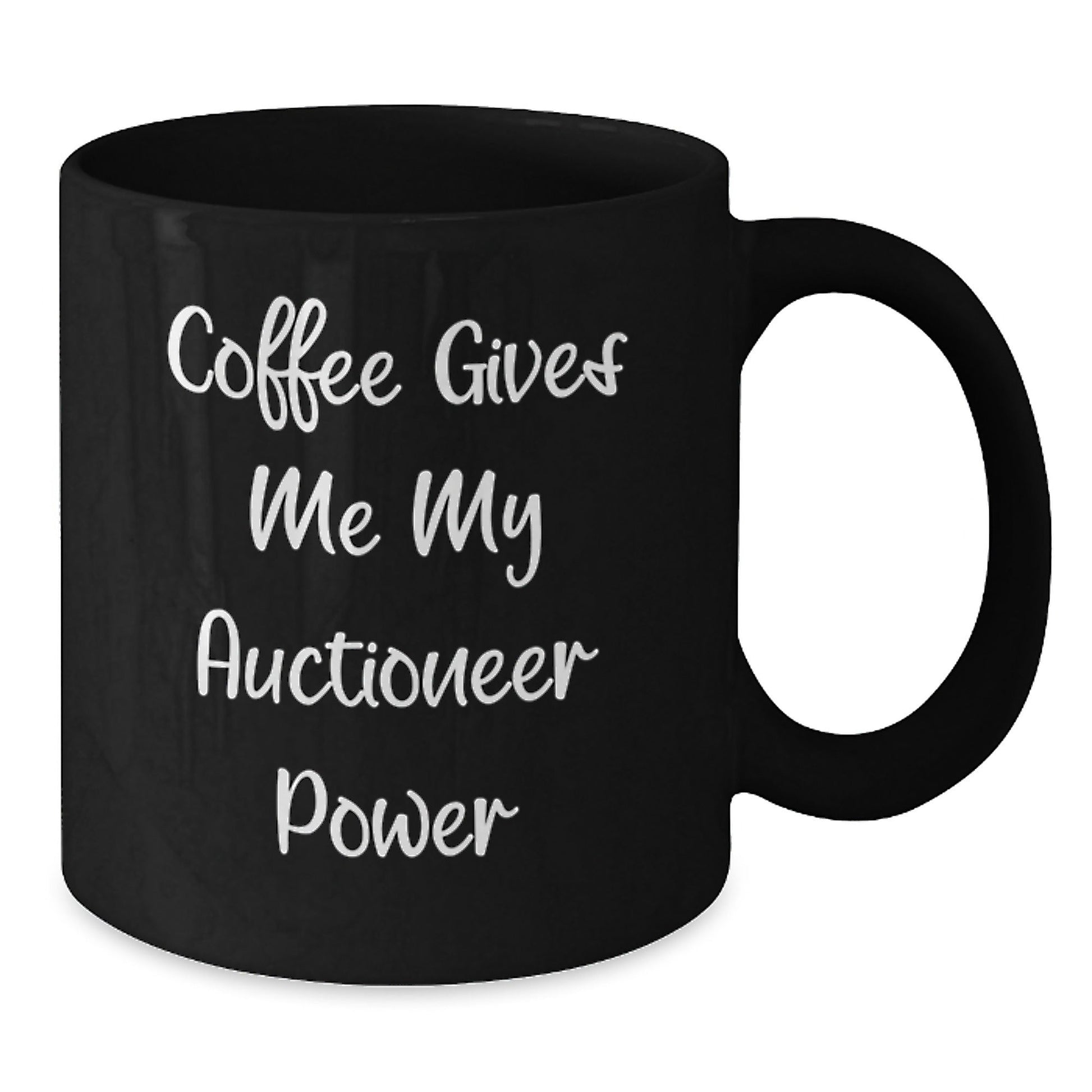 Funny Auctioneer Gifts, Black Coffee Mug for Birthday, 'Coffee Gives Me My Auctioneer Power' Quote, Gifts from Friends, Gifts for Auctioneer - The Buy Boom
