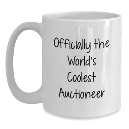Funny Auctioneer Gifts for Men - White Coffee Mug, Officially The World's Coolest Auctioneer, Graduation Unique Gifts from Family to Friends - The Buy Boom
