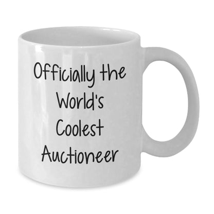Funny Auctioneer Gifts for Men - White Coffee Mug, Officially The World's Coolest Auctioneer, Graduation Unique Gifts from Family to Friends - The Buy Boom
