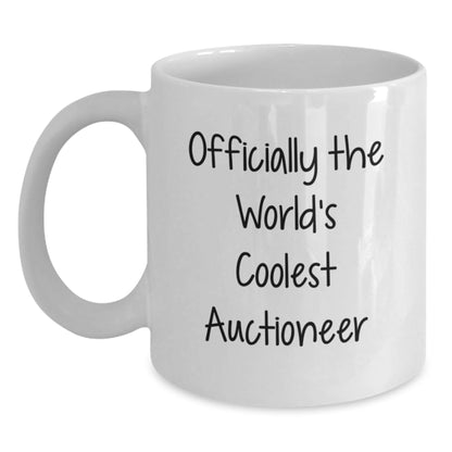 Funny Auctioneer Gifts for Men - White Coffee Mug, Officially The World's Coolest Auctioneer, Graduation Unique Gifts from Family to Friends - The Buy Boom