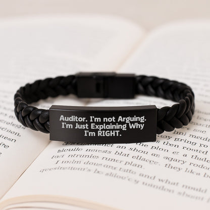 Funny Auditor Gifts from Friends for Men Interlaced Leather Bracelet Christmas Unique Presents, Auditor Humor Quote, Stainless Steel and PU Leather Combination - The Buy Boom