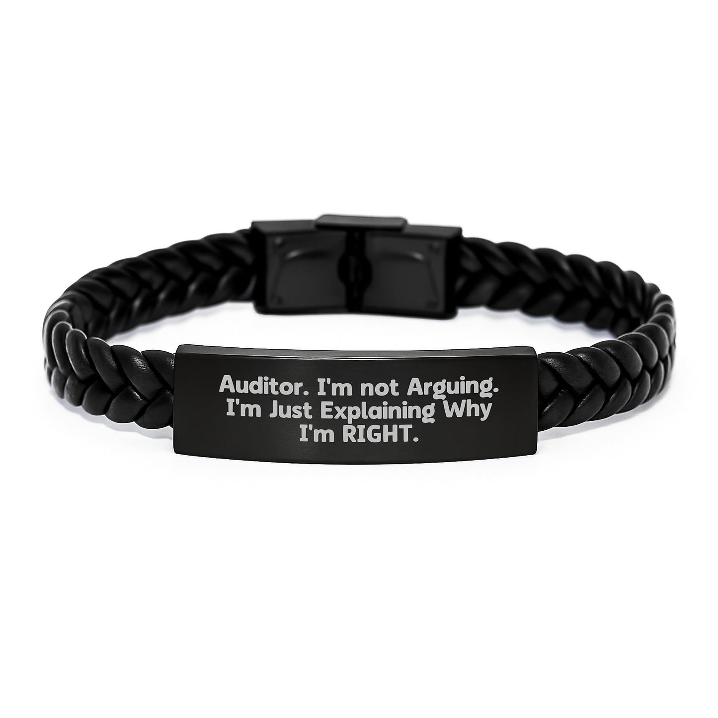 Funny Auditor Gifts from Friends for Men Interlaced Leather Bracelet Christmas Unique Presents, Auditor Humor Quote, Stainless Steel and PU Leather Combination - The Buy Boom