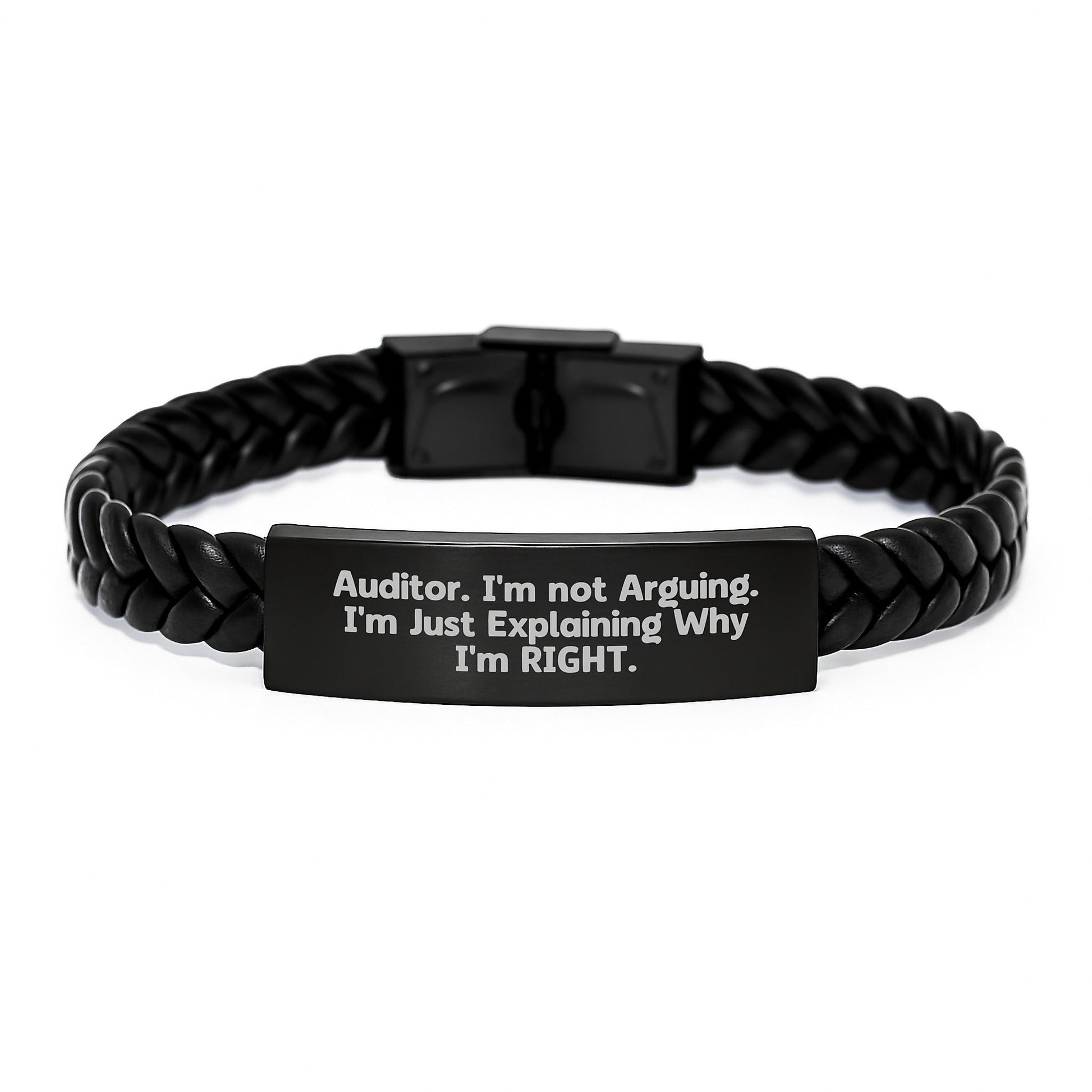Funny Auditor Gifts from Friends for Men Interlaced Leather Bracelet Christmas Unique Presents, Auditor Humor Quote, Stainless Steel and PU Leather Combination - The Buy Boom