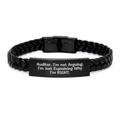 Funny Auditor Gifts from Friends for Men Interlaced Leather Bracelet Christmas Unique Presents, Auditor Humor Quote, Stainless Steel and PU Leather Combination - The Buy Boom