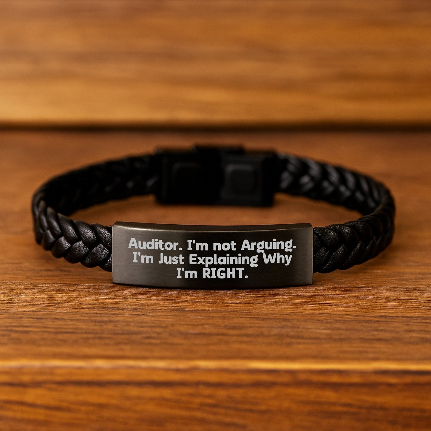 Funny Auditor Gifts from Friends for Men Interlaced Leather Bracelet Christmas Unique Presents, Auditor Humor Quote, Stainless Steel and PU Leather Combination - The Buy Boom