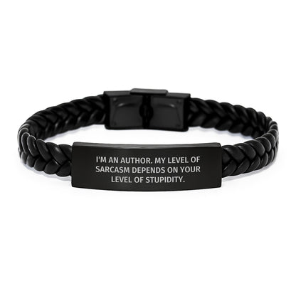 Funny Author Gifts for Him, Interlaced Leather Bracelet with Stainless Steel and PU Leather, Gifts from Family and Friends to Author, Author Quote - The Buy Boom