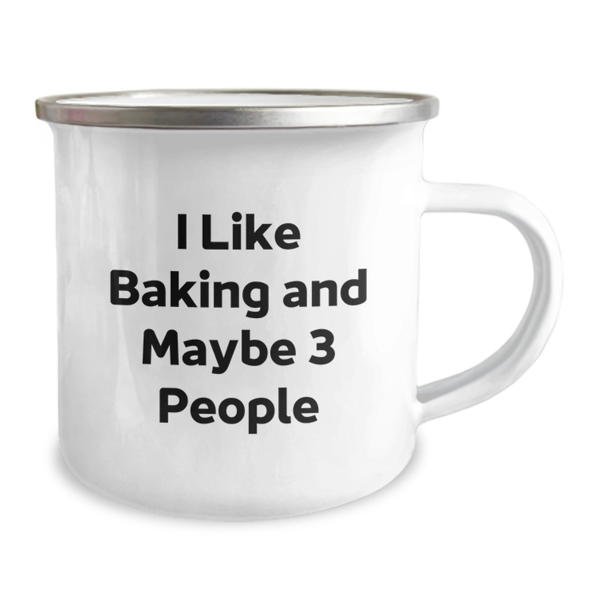 Funny Baking Enthusiast Christmas Unique Gifts from Friends to Family - I Like Baking And Maybe 3 People, Unique Camping Mugs for Baking Lovers, Stainless Steel with Enamel Finish - The Buy Boom