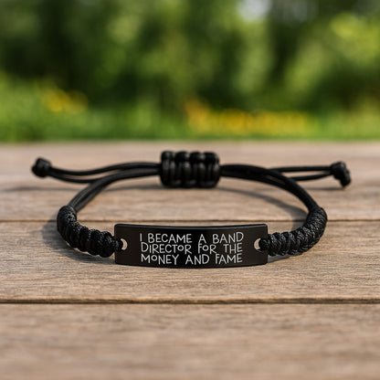 Funny Band Director Gifts, Engraved Rope Bracelet, Inspirational Quote for Birthday, Gifts from Friends for Band Director, Adjustable Black Stainless Steel - The Buy Boom