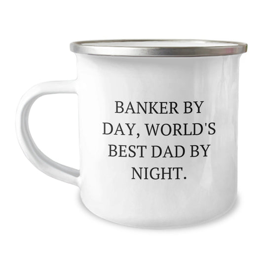 Funny Banker Gifts for Men, Camping Mug for Dad's Graduation, 'Banker By Day, World's Best Dad By Night' Quote by Gifts from Family - The Buy Boom