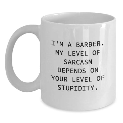 Funny Barber Gifts from Friends for Barber Men, White Coffee Mug, Sarcasm at Christmas - The Buy Boom