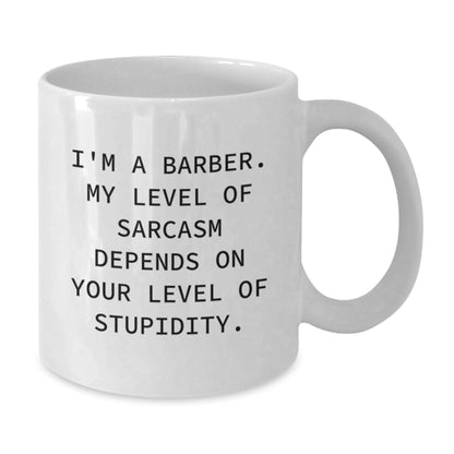 Funny Barber Gifts from Friends for Barber Men, White Coffee Mug, Sarcasm at Christmas - The Buy Boom