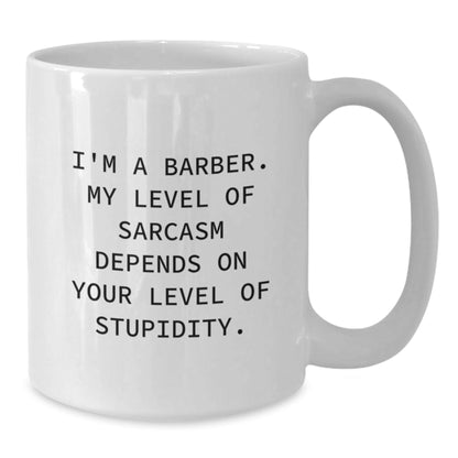 Funny Barber Gifts from Friends for Barber Men, White Coffee Mug, Sarcasm at Christmas - The Buy Boom