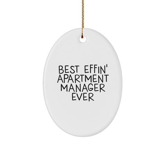 Funny 'Best Effin' Apartment Manager Ever' Oval Ornament Gifts from Friends to Friends, Christmas Unique Gifts for Apartment Managers - The Buy Boom