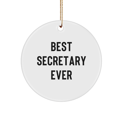 Funny 'Best Secretary Ever' Circle Ornament Gifts from Friends to Secretary for Christmas - The Buy Boom
