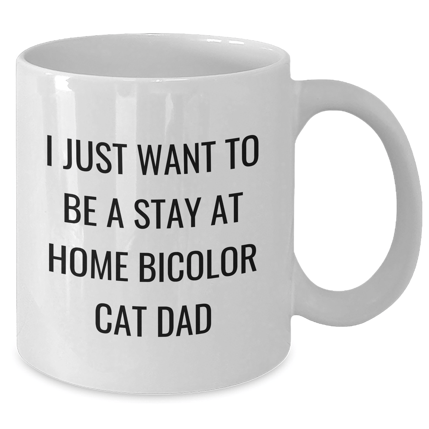 Funny Bicolor Cat Dad Gifts from Men to Bicolor Cat Lovers on Father's Day - 'I Just Want To Be A Stay At Home Bicolor Cat Dad' White Coffee Mug, White, 11oz or 15oz - The Buy Boom