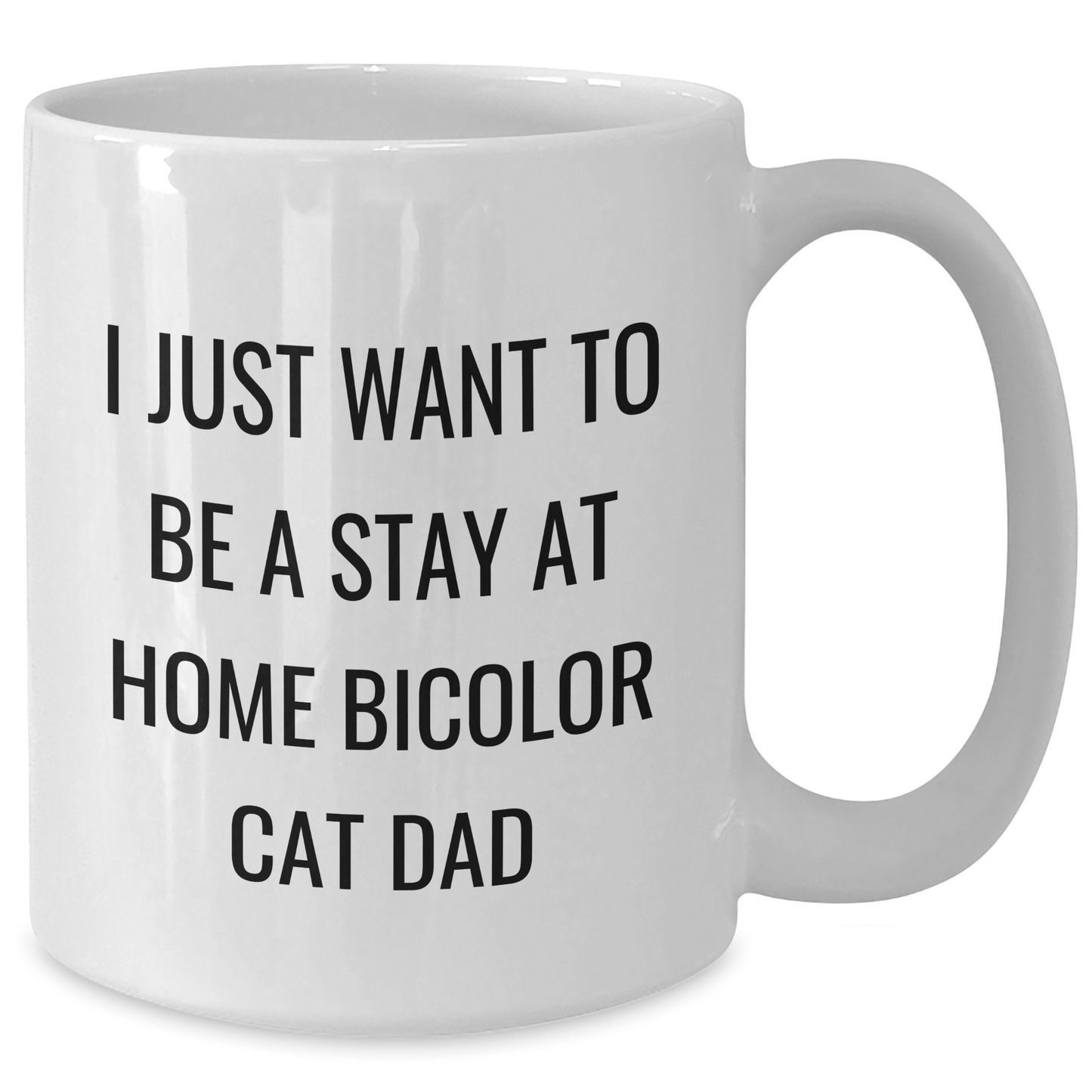 Funny Bicolor Cat Dad Gifts from Men to Bicolor Cat Lovers on Father's Day - 'I Just Want To Be A Stay At Home Bicolor Cat Dad' White Coffee Mug, White, 11oz or 15oz - The Buy Boom