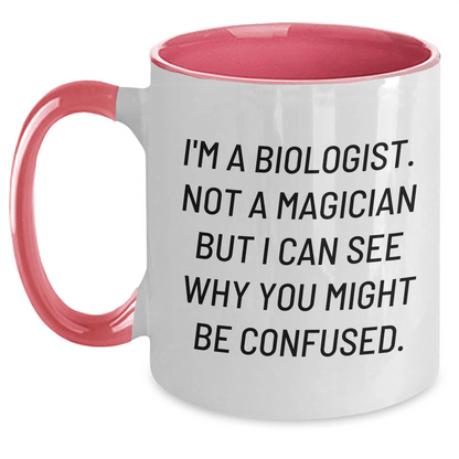 Funny Biologist Gifts for Him - 'I'm A Biologist. Not A Magician...' Two Tone Coffee Mug, Gifts from Men, Gifts for Biologist Fathers on Father's Day - The Buy Boom