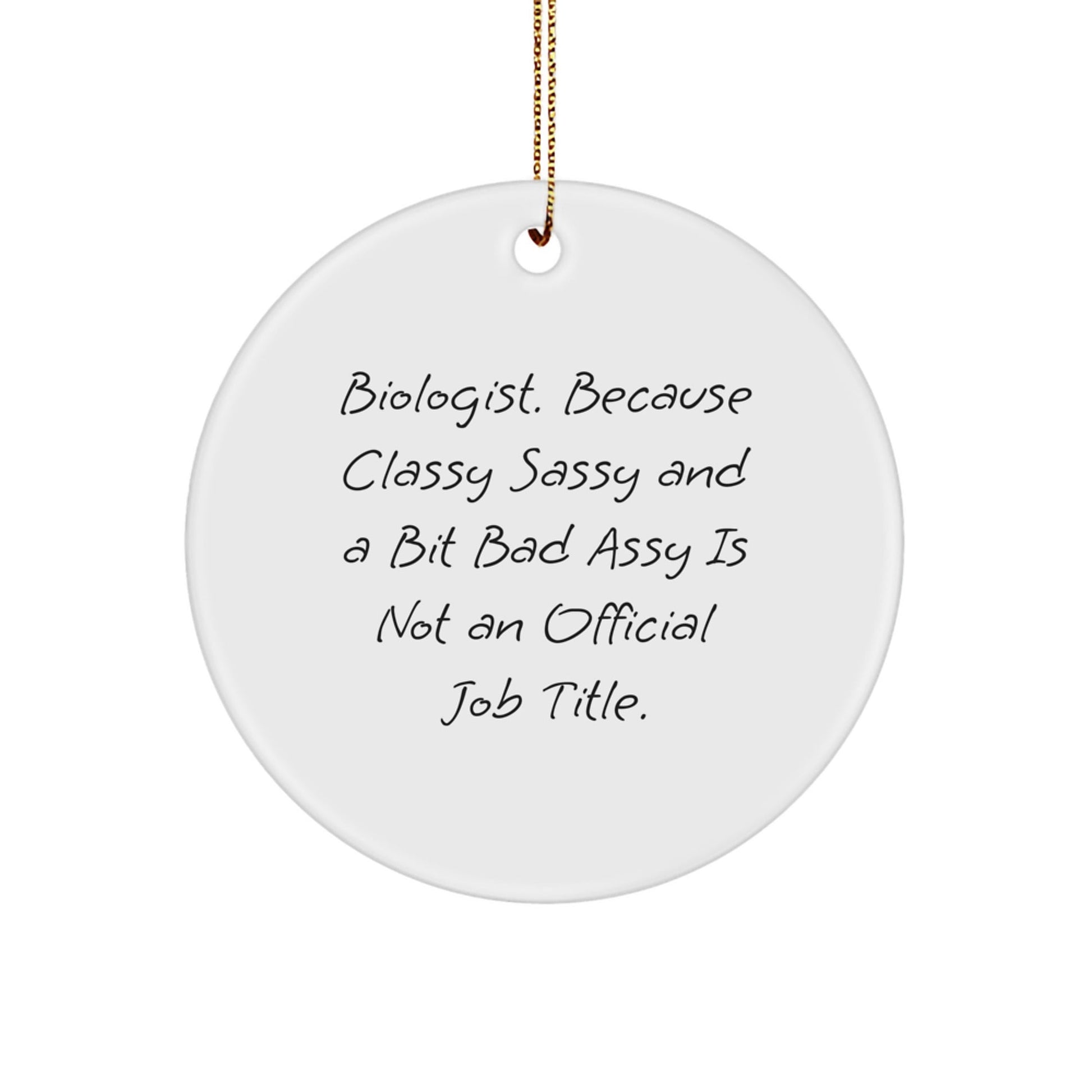 Funny Biologist Gifts from Friends, Personalized Circle Ornament for Christmas, 'Biologist. Because Classy Sassy And A Bit Fearlessy Is Not An Official Job Title.' - The Buy Boom