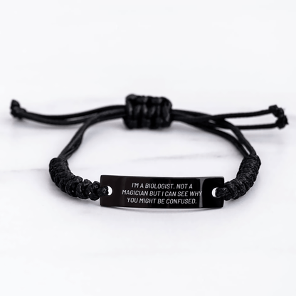 Funny Biologist Gifts, I'm A Biologist. Not A Magician But I Can See Why You Might Be Confused. Rope Bracelet, Adjustable Black Rope Men's Gift from Family, Father's Day Unique Gifts - The Buy Boom