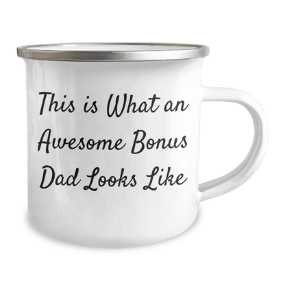 Funny Bonus Dad Gifts - This Is What An Awesome Bonus Dad Looks Like 12 oz Camping Mug, Gifts from Friends for Bonus Dad, Unique Father's Day Unique Gifts - The Buy Boom