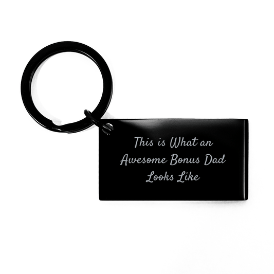 Funny Bonus Dad Keychain Gifts from Men to Bonus Dad on Father's Day - This Is What An Awesome Bonus Dad Looks Like - The Buy Boom