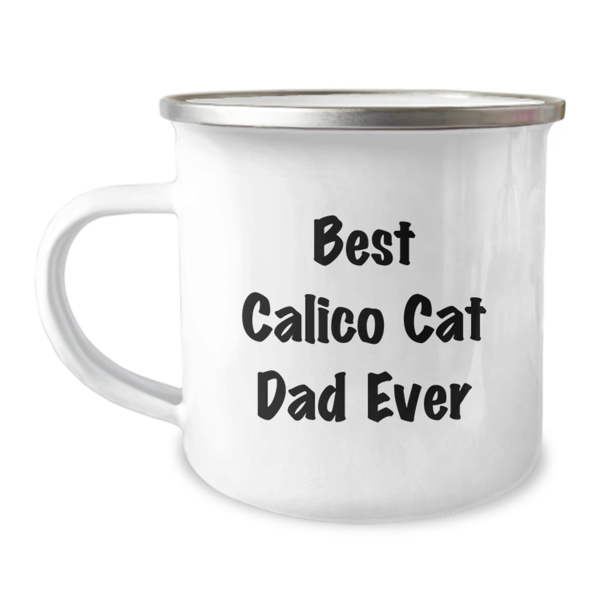 Funny Calico Cat Dad Gifts from Friends for Graduation Unique Gifts, Best Calico Cat Dad Ever Camping Mug, 12 oz Stainless Steel with Enamel Finish - The Buy Boom
