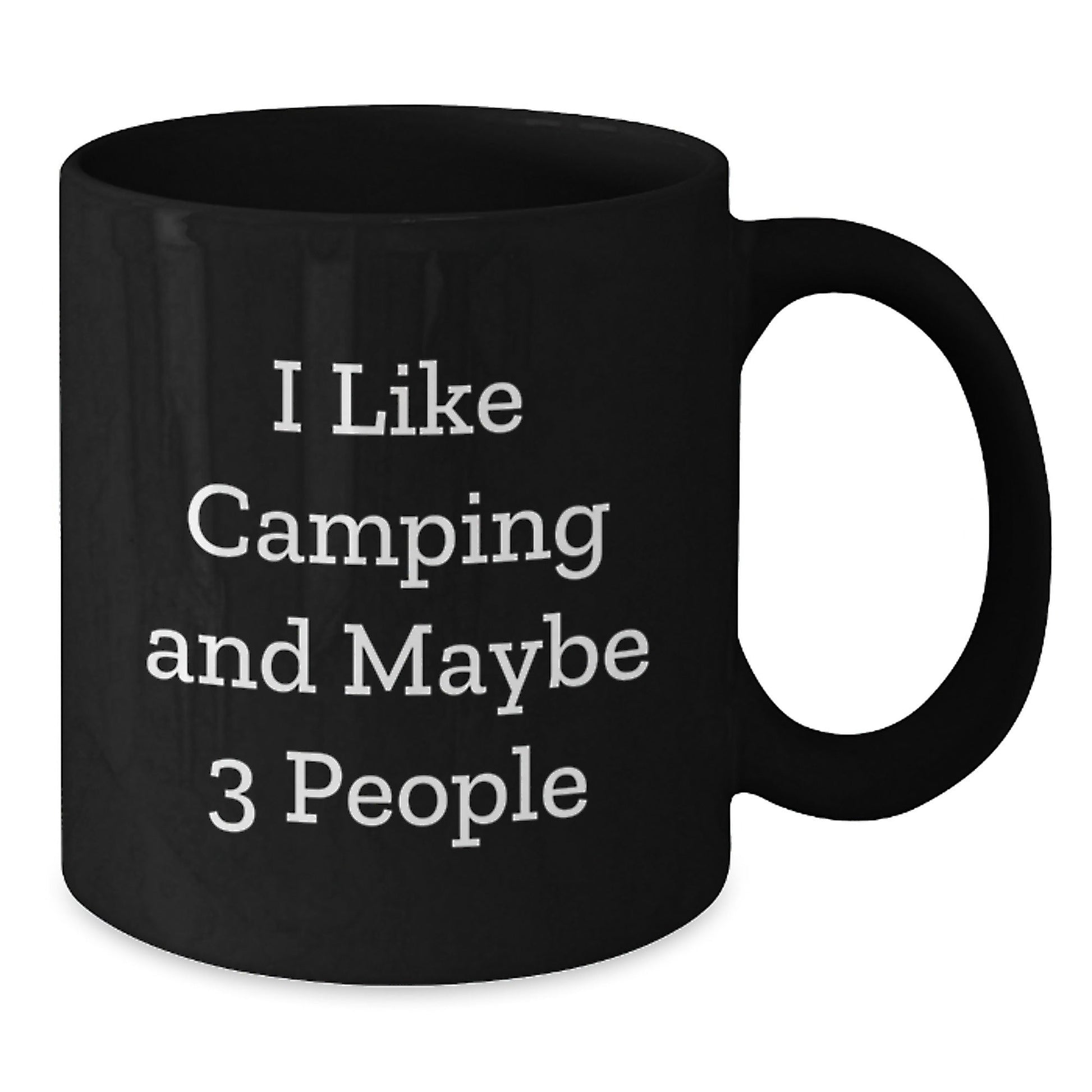 Funny Camping Gifts for Men, Black Coffee Mug, Unique Christmas Memorable Presents from Friends or Family with I Like Camping And Maybe 3 People Quote - The Buy Boom