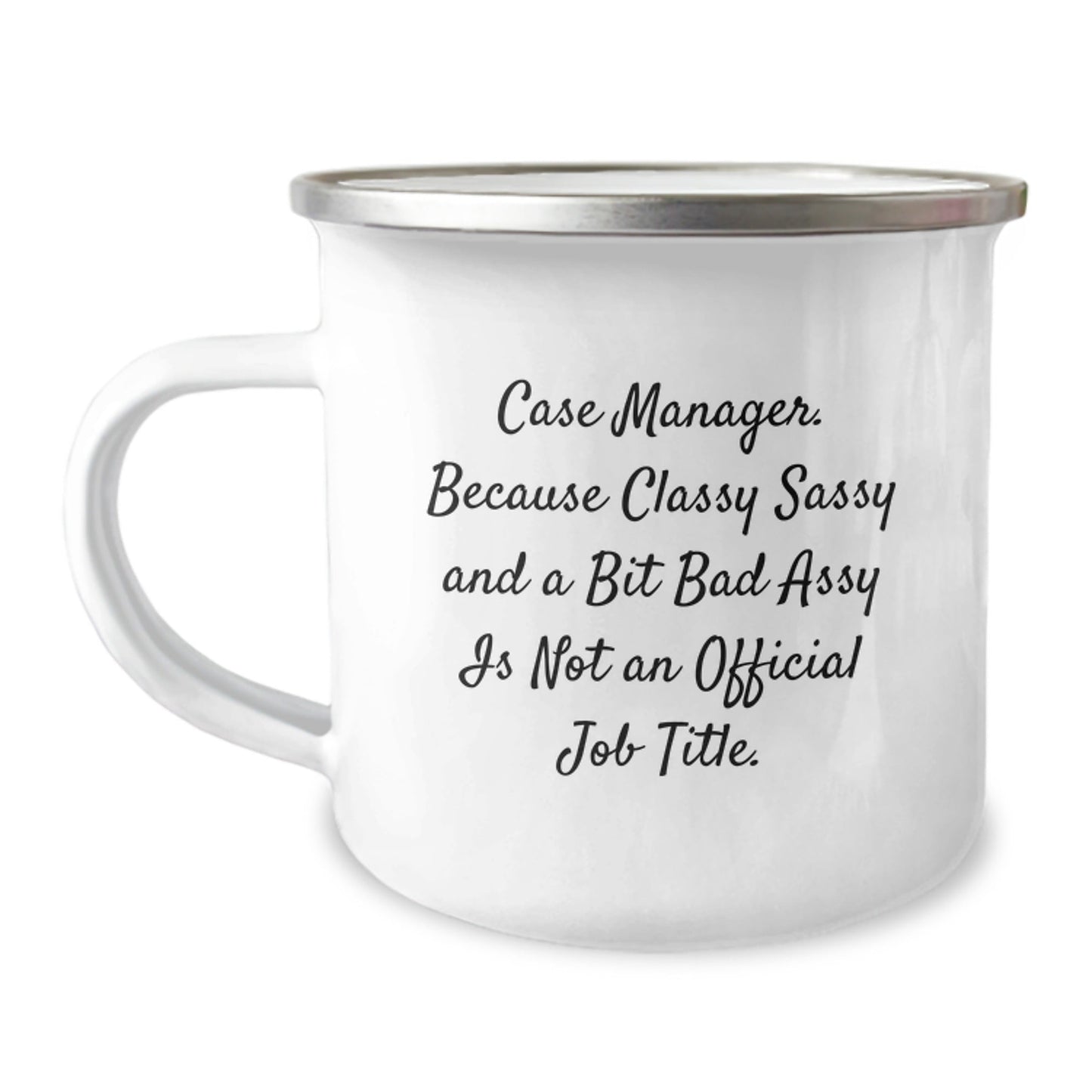 Funny Case Manager Christmas Unique Gifts from Friends for Colleagues, Case Manager Camping Mugs with Quote, 12 oz Enamel Finish - The Buy Boom