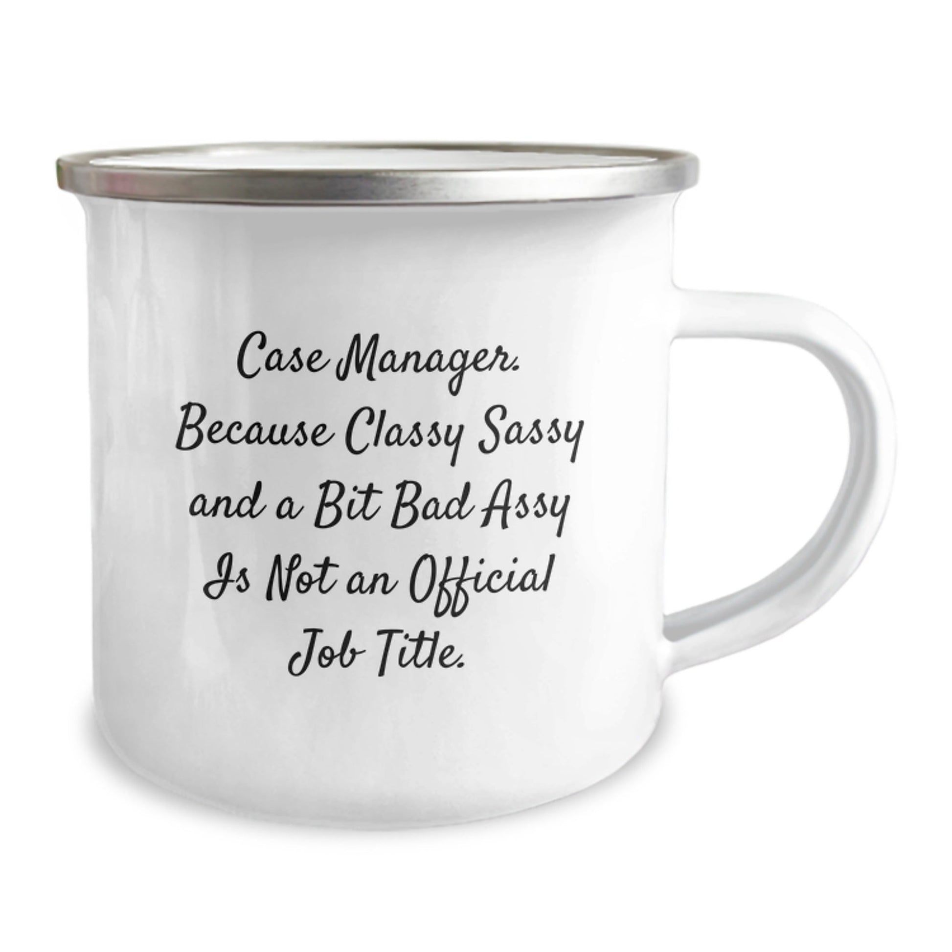 Funny Case Manager Christmas Unique Gifts from Friends for Colleagues, Case Manager Camping Mugs with Quote, 12 oz Enamel Finish - The Buy Boom