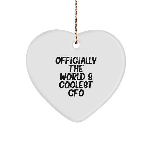 Funny CFO Gifts from Friends for Men and Women - Officially The World's Coolest Cfo Heart Ornament, White, 2.75 - The Buy Boom